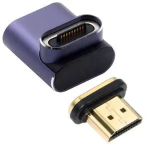 Cablecc 90 Degree Down Angled Vertical Magnetic 8K Type-A HDMI 2.1 Male to Female Straight Video Adapter for Laptop HDTV