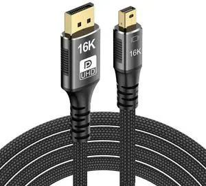 Xiwai Mini DisplayPort 2.1 Mini-DP 2.0 to DP Cable 16K 60hz Cable Ultra-HD UHD DP 1.4 8K 120hz Compatible FreeSync G-Sync Gaming Monitor 4090 7900