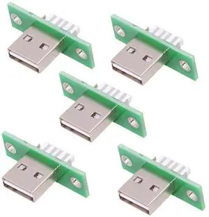 Xiwai 5pcs/set DIY OEM USB Type-A Male Plug Connector with Panel Mount Solder Type Reversible Design