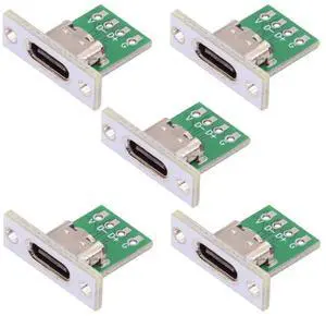 Xiwai 5pcs/set DIY OEM Type C Female Socket Connector Panel Mount Type with PC Board 24pin USB 2.0 Pinout