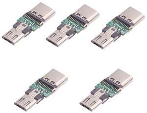 Xiwai 5pcs/lot Micro USB 2.0 5Pin Male Connector to USB Type-C Female Power Data PCBA Adapter for Tablet Phone Laptop