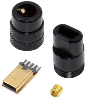 Xiwai Mini USB2.0 5Pin Male Plug Connector Solder Type with Aluminum Alloy Shell Black Customization for 4.0mm~6.0mm Cable