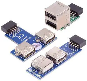 Xiwai 3pcs/set 9Pin USB2.0 Motherboard Front Panel Header Female to Dual USB Female Adapter Vertical Horizontal Type