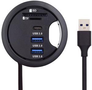 Xiwai USB 3.0 Hub Sound Card USB-C 2 Port USB 60mm Desk Grommet Splitter Dock Station Headphone Mic Audio Interface for Desktop PC Desk