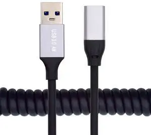 Xiwai USB 3.0 Type-A Male to USB-C Type-C Female Stretch Coiled Cable 100cm Extension 5Gbps for Disk Phone Camera Data