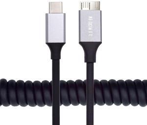 Xiwai USB-C Type-C Host to Micro-USB3.0 Male OTG Stretch Coiled Cable 100cm Extension 5Gbps for Disk Phone Camera Data