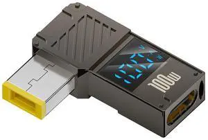 Xiwai Smart LED Display 100W Type-C USB-C Input to Rectangular Jack Output Power 20V 5A PD Charge 65W Adapter for Thinkpad X1 Legion Y7000P Laptop