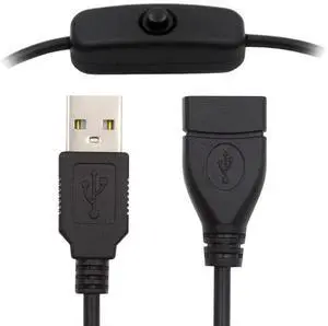 Xiwai USB2.0 Cable with On Off Power Switch Button USB Type-A Male to Female for DC 5V Desk Lamp Fan Camera