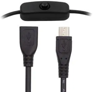 Xiwai Micro USB2.0 Cable with On Off Power Switch Button Micro 5Pin Male to Female for DC 5V Desk Lamp Fan Camera