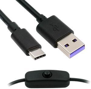 CY Type-C USB2.0 to Type-A Cable with On Off Power Switch Button USB-C for DC 5V Desk Lamp Fan Camera