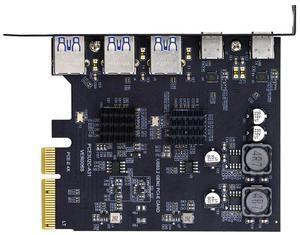 Xiwai 10Gbps Three Type-A USB3.0 Back Panel Socket & Dual USB3.1 Type-C USB-C to PCI-E Express Card Adapter ASM3142 VL822