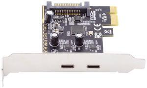 Xiwai USB3.1 Gen1 5Gbps Dual Type-C USB-C Female to PCI-E Express 1x Card Adapter ASM1042 with Low Profile Bracket