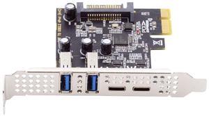 Xiwai USB3.1 Gen1 5Gbps Dual Type-A & Type-C USB-C Female to PCI-E Express 1x Card Adapter uPD720201 with Low Profile Bracket
