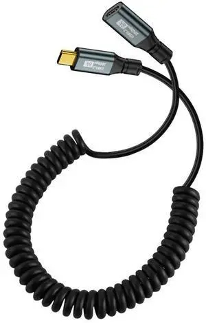 Xiwai Stretch Coiled USB-C USB4 Cable 20Gbps 100W 8K for Laptop Keyboard Tablet Type-C Male to Female Extension Cable Power & Data