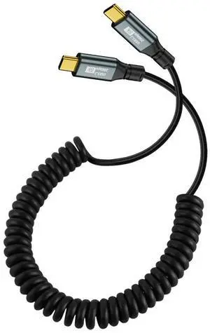 Xiwai Stretch Coiled USB-C USB4 Cable 20Gbps 100W 8K for Laptop Keyboard Tablet Type-C Male to Male Cable Power & Data