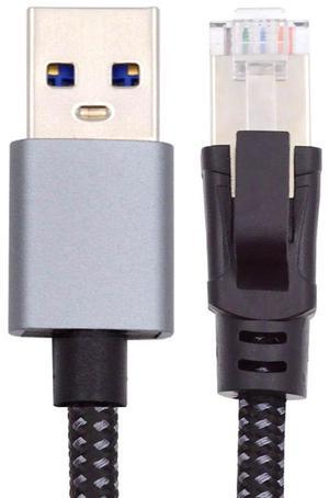 Xiwai USB to Ethernet Cable USB3.0 Type-A to RJ45 Male Cord Directly Connected 1000Mbps Gigabit LAN Network Compatible with USB2.0