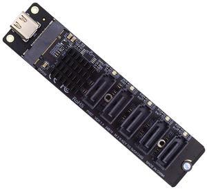 Xiwai 10Gbps USB-C Type-C to NGFF Key B+M SATA 6Gbps 5 Ports Adapter Converter PM Port Multiplier Selector JMB575 JMS580