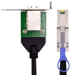 Xiwai External Mini SAS SFF-8088 Male to SFF-8088 Female Extension Cable PCBA With Low Profile Bracket