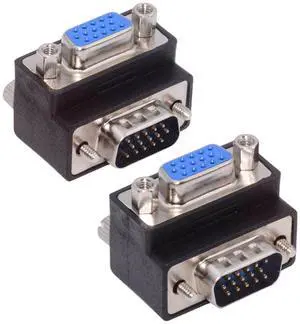 Xiwai 2pcs/lot Up & Down Angled 90 Degree VGA RGB HDB15Pin Screw Type Male to Female Nut Type Extension Adapter for Monitor Displays