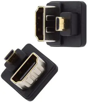 Xiwai 2pcs/lot Up & Down Micro HDMI 1.4 Male Type-D to HDMI Female Port Saver 360 Degree Opposite U Shape Back Angled Extension Adapter