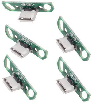 Xiwai 5pcs/set DIY OEM Micro USB2.0 Female Receptacle Socket Connector with Flange PCB Mounting Assembly Solder Type