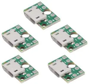 Xiwai 5pcs/set DIY OEM USB2.0 Micro-B Female Receptacle Socket Connector with PCB Mounting Assembly Solder Type 480Mbps
