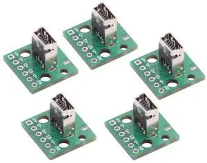 Xiwai 5pcs/set DIY OEM USB2.0 Mini-B Female Receptacle Socket Connector Vertical with PCB Mounting Assembly Solder Type 480Mbps