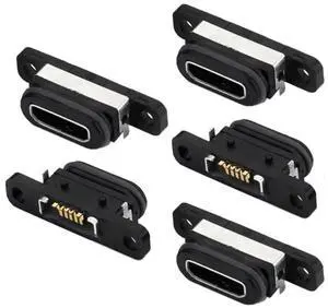 Xiwai 5pcs/set DIY OEM USB2.0 Micro-B Female Receptacle Socket Connector with Mounting Waterproof SMT Type 480Mbps