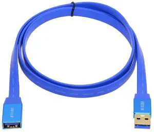 Xiwai Ultra Flat Slim USB 3.0 Type-A Male to USB3.0 A Female Cable Extension Blue 5Gbps for Disk SSD Camera Data