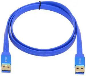 Xiwai Ultra Flat Slim USB 3.0 Type-A Male to USB3.0 A Male Cable Extension Blue 5Gbps for Disk SSD Camera Data