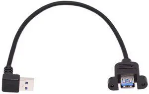 Xiwai Down Angled USB 3.0 Male to Female Type-A Panel Type Header Cable 90 Degree Connector 30cm