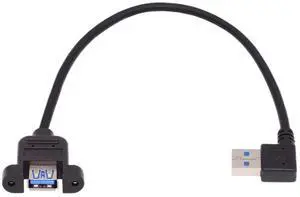Xiwai Left Angled USB 3.0 Male to Female Type-A Panel Type Header Cable 90 Degree Connector 30cm