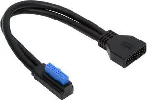 Xiwai Left Angled USB 3.0 20Pin 19Pin Male Low Profile to Female Extension 5Gbps Cable 90 Degree for Motherboard