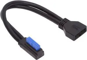 Xiwai Right Angled USB 3.0 20Pin 19Pin Male Low Profile to Female Extension 5Gbps Cable 90 Degree for Motherboard