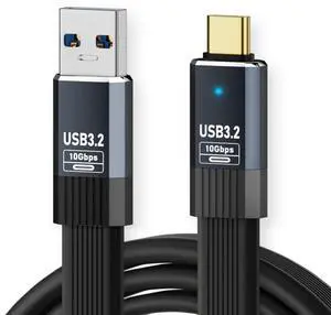 Xiwai USB3.1 Type-A Male to Type-C Male 10Gbps Flat Slim FPC USB-C Data Power Cable 5V3A for Laptop Phone Disk (50cm)