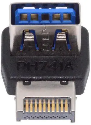 Xiwai USB 3.1 Front Panel Header Male Type-E to Type-A USB3.0 Female Data Adapter Up Angled 90 Degree for Motherboard