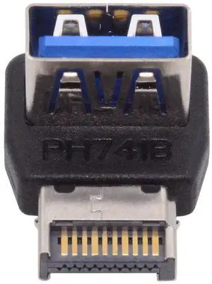 Xiwai USB 3.1 Front Panel Header Male Type-E to Type-A USB3.0 Female Data Adapter Down Angled 90 Degree for Motherboard