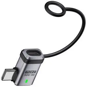 Xiwai 90 Degree USB5.0 80Gbps Male to Female Left Right Angled Extension Adapter with Lanyard Keychain 240W 16K 8K 5K Compatible with USB4.0 Thunderbolt3/4/5