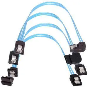 Xiwai 4pcs/lot 90 Degree Angled Type Internal 4-SATA Host to 4SATA 7pin Target Disk 6Gbps Data Server Cable 25cm