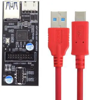 Xiwai Type-C USB-C & 19/20Pin Header to USB 3.0 20Pin & Type-E Dual Ports Female PCBA Type Adapter Splitter HUB 5Gbps