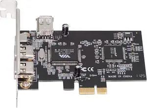 Xiwai PCI-E 1X 4X 16X to Firewire 400 Capture Card IEEE 1394a PCI Express 4 Ports Card 6Pin and 4Pin IEEE-1394 400Mbps Adapter for Windows Mac Os Linux