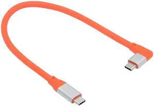 Xiwai USB3.2 20Gbps Male to Male Cable 90 Degree Left Right Angled Ultra Soft High Flex 100W 8K 5K 4K USB4.0 Hyper Super Flexible Cord (30cm)