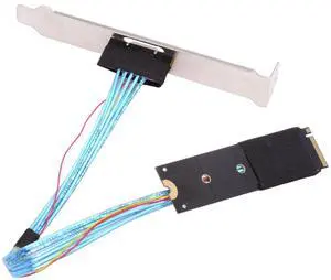 Xiwai 2280 NGFF PCI-E4.0 M.2 M-key to Oculink SFF-8612 SFF-8611 Host Cable 30cm with Bracket for NVME U.2 SSD eGPU