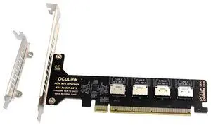 Xiwai PCI-Express 4.0 PCIE 16x Detachable to Four Oculink SFF-8612 SFF-8611 Internal VROC Raid0 Adapter for U.2 SSD eGPU External Graphics Card Dock