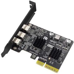 Xiwai PCI-E Express 4x & Mini Displayport 1.4 Input to Dual 10Gbps USB 3.1 Type-C USB-C & 4K 60hz Output Desktop Graphics Expansion Card Adapter ASM3142