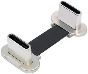 Xiwai 2cm Dual Angled Ultra Slim Flat USB-C Type C to USB-C Power USB2.0 Data Cable 65W Fast Charge for Laptop Tablet Phone