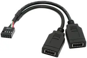 Xiwai Dual Port USB 3.1 Front Panel Socket Key-A Type-E to USB 2.0 9Pin 10Pin Mainboard Header Male Extension Cable