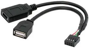 Xiwai Dual Port Type-A & USB 3.1 Front Panel Socket Key-A Type-E to USB 2.0 9Pin 10Pin Mainboard Header Male Extension Cable