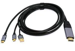 Xiwai Reversed HDMI 4K Source to Type C USB-C Touch Screen Displays Male HDTV Cable for Laptop Monitor 2.0m