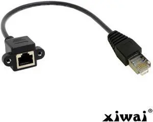 Xiwai Cat 5e 30cm 8P8C FTP STP UTP Male to Female Lan Ethernet Network Extension Cable with Panel Mount Holes